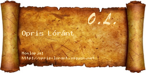 Opris Lóránt névjegykártya